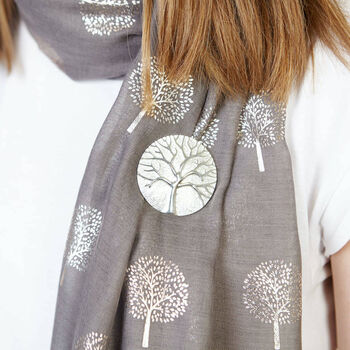 Metallic Tree Of Life Scarf And Magnetic Brooch, 6 of 8