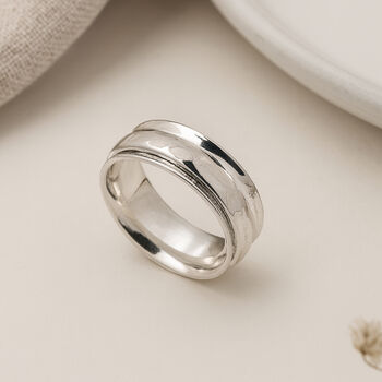 Sterling Silver Personalised Hammered Spinner Ring – 6mm, 3 of 10