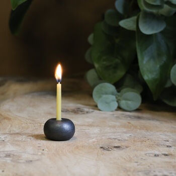 Mindful Living 'Pebble' Meditation Set Iron Candle Holder And Handmade Beeswax Candles, 4 of 7