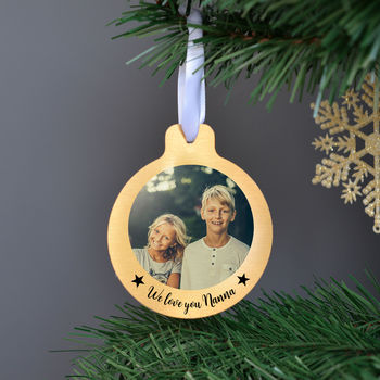Personalised Gold Metal Photo Christmas Bauble Set, 2 of 4
