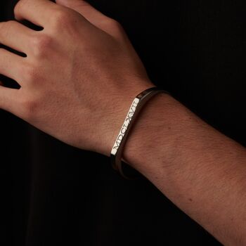 Silver Open Cuff Bangle, Engraved Bracelets For Men And Women, 6 of 10
