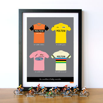 Eddy Merckx Jerseys, Cycling Art Print, 4 of 4