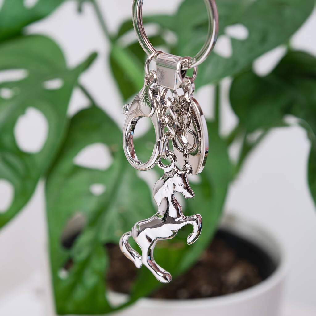 Personalised Horse Keyring Equestrian Charms With Gift Bag 