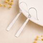 Sterling Silver Hammered Bar Drop Earrings, thumbnail 1 of 8