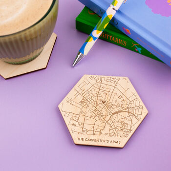 Personalised Street Map Coasters Hexagon, Any Location, 3 of 4