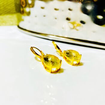 Citrine Gemstone Gold Earrings Gift For Her, 2 of 4