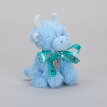 Personalised Mini Baby Blue Collectible Highland Cow Toy, Gift Boxed, 4 of 11