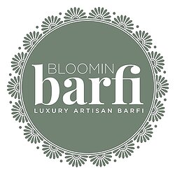 Bloomin Barfi Luxury Artisan Barfi in green floral pattern with white text