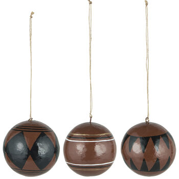 Set Of Three Eco Glossy Christmas Baubles, 2 of 3