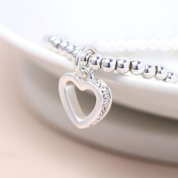 Silver Plated Open Heart Crystal Bracelet, 2 of 3