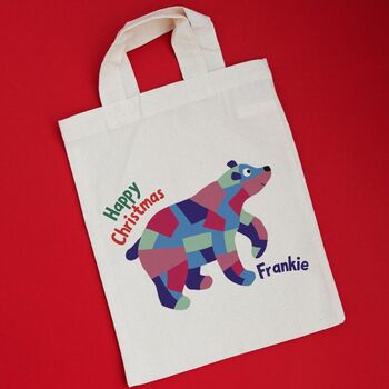 Personalised Patchwork Polar Bear Christmas Gift Bag, 2 of 2