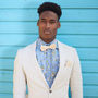 Mens Beige Gingham Print Bow Tie, thumbnail 1 of 7