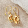 Citrine Seed Pearl Teardrop Gold Plated Silver Earrings, thumbnail 1 of 6