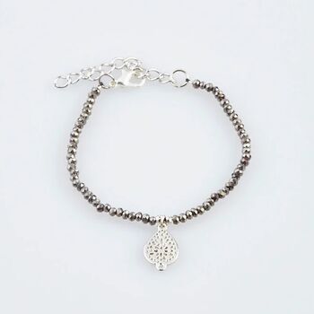 Silver Plated Champagne Bead Filigree Teardrop Bracelet, 5 of 5