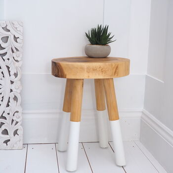 Natural Wood Stool With White Legs, 5 of 10