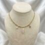 Rose Quartz And Pearl Tarnish Free Gold Plated Charm Necklace, thumbnail 4 of 5