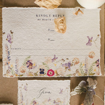 Fleur Handmade Paper Wedding Invitation, 4 of 5