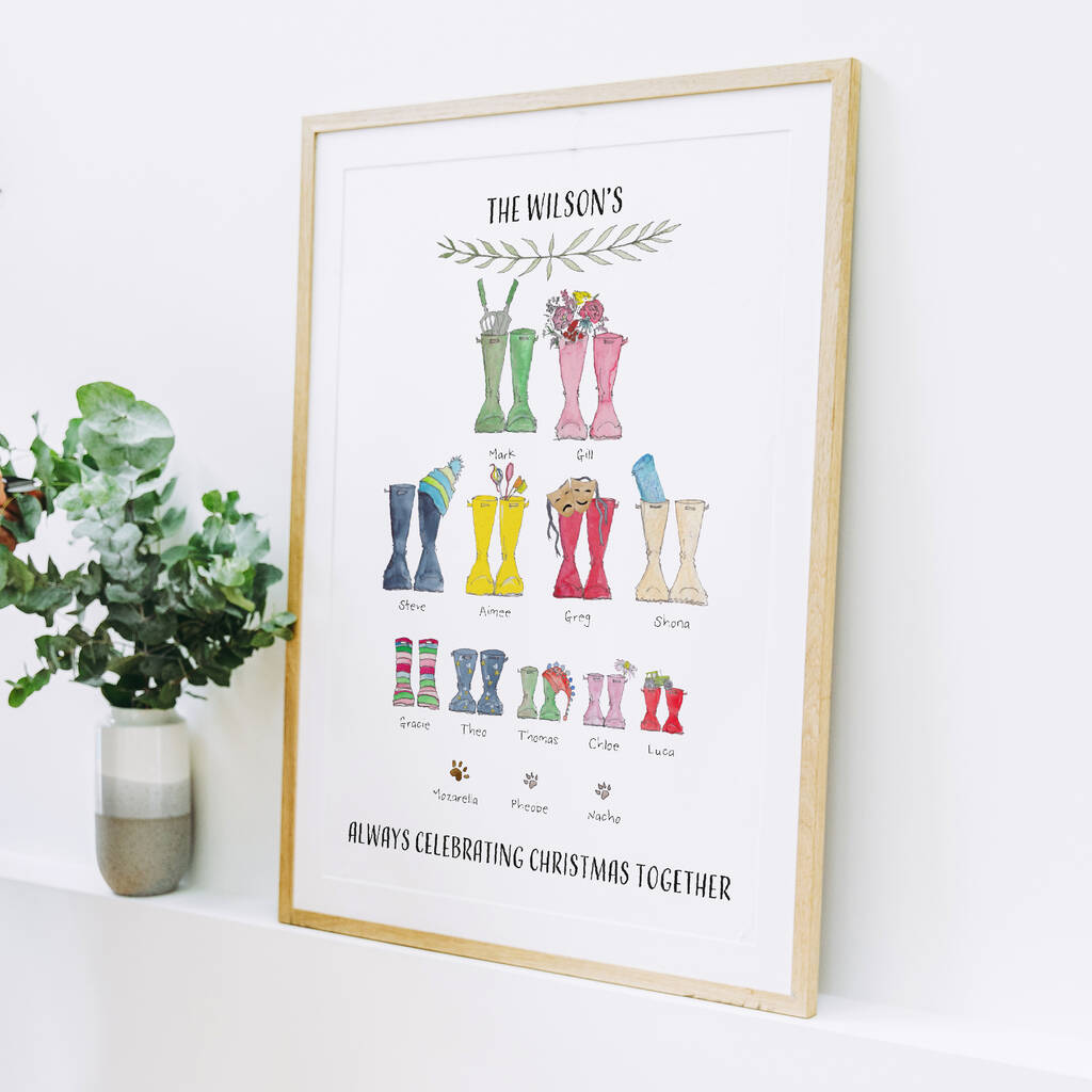 Personalised Welly Boot Family Tree Print, 1 of 10