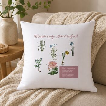 Describe Your Friend In Flowers Floriography Gift Cushion, 3 of 11