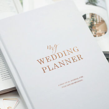 Wedding Planner Book Light Grey With Rose Gold Foil, 5 of 12