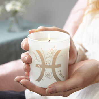 Pisces Zodiac Birth Flower Personalised Candle Gift, 2 of 12