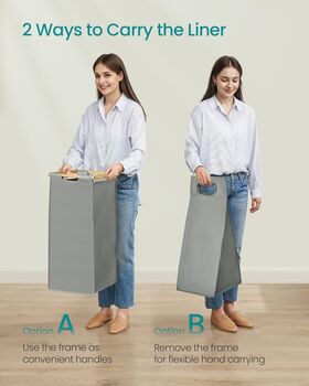 Multi Compartments Laundry Hamper Clothes Basket With Shelf, 7 of 8