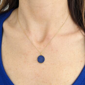 The Circle Lapis Lazuli Gemstone Necklace Gold Plated, 3 of 7
