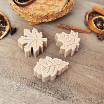 Beige Autumn Leaf Tea Light Candles Set Of Three, 5 of 10