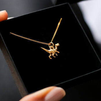 Dinosaur Necklace In Sterling Silver, 24ct Gold Vermeil, 2 of 10