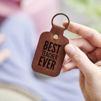 Teacher Gift Personalised Leather Keyring, 2 of 2