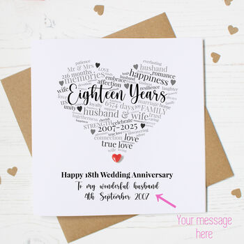 Personalised 18th Wedding Anniversary Card, 2 of 6