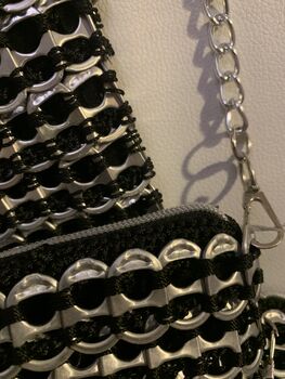Upcycled Eco Fashion Shiny Crochet Ring Pulls Bag, 12 of 12