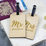 Personalised Mr And Mrs Wooden Luggage Tag Travel Gift, thumbnail 2 of 3