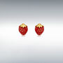 Sweet 9ct Yellow Gold Enamel Strawberry Stud Earrings A Taste Of Summer Delight, thumbnail 1 of 2