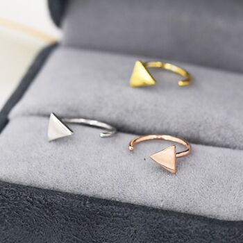 Sterling Silver Tiny Triangle Huggie Hoop Earrings, 3 of 12