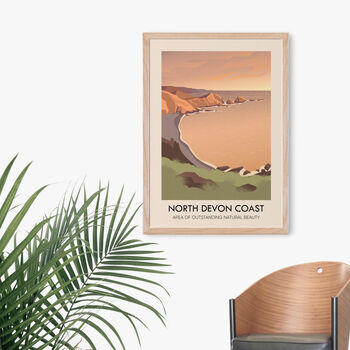 North Devon Coast Aonb Travel Poster Art Print, 4 of 8