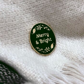 Merry And Bright Traditional Enamel Pin Badge, 8 of 11