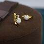 Sterling Silver White Opal Huggie Hoop Earrings, thumbnail 5 of 11