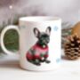 Personalised Brindle French Bulldog In Christmas Jumper Mug, thumbnail 1 of 2