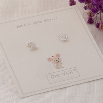 Cute Mouse Sterling Silver Studs Mice Day, 4 of 9