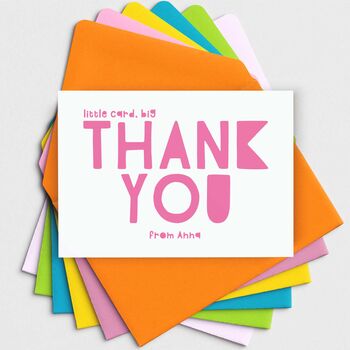 Blue Or Pink Thank You Cards With Coloured Envelopes, 2 of 3