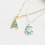 May Birthstone Emerald Initial Necklace, thumbnail 5 of 9
