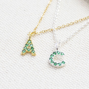 May Birthstone Emerald Initial Necklace, 5 of 9
