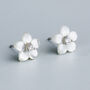 Sterling Silver White Flower Stud Earrings, thumbnail 1 of 5