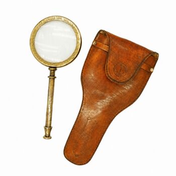 Bronze 30 Cm Magnifying Glass With Premium Leather Case, 8 of 12