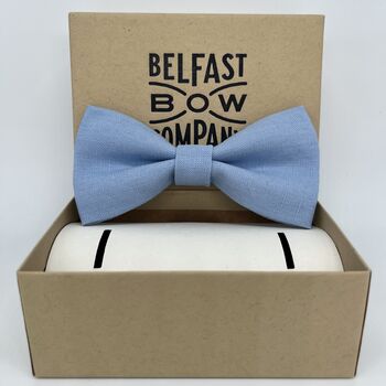 Irish Linen Bow Tie In Light Blue, 2 of 2