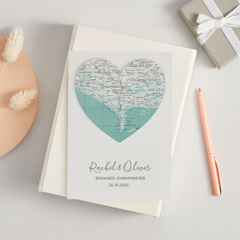 Personalised Map Heart Engagement Card, 5 of 7