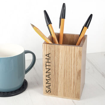 Custom Logo Wooden Stationery Holder Desk Organiser, 5 of 6