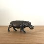 Miniature Bronze Hippo Sculpture 8th Anniversary Gift, thumbnail 4 of 12