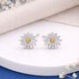 Sterling Silver And Gold Daisy Stud Earrings – 7mm, thumbnail 1 of 8